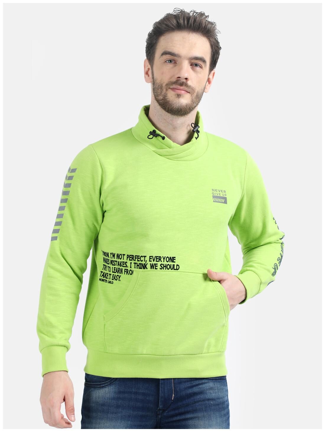 

Monte Carlo Men Green High neck Sweatshirt