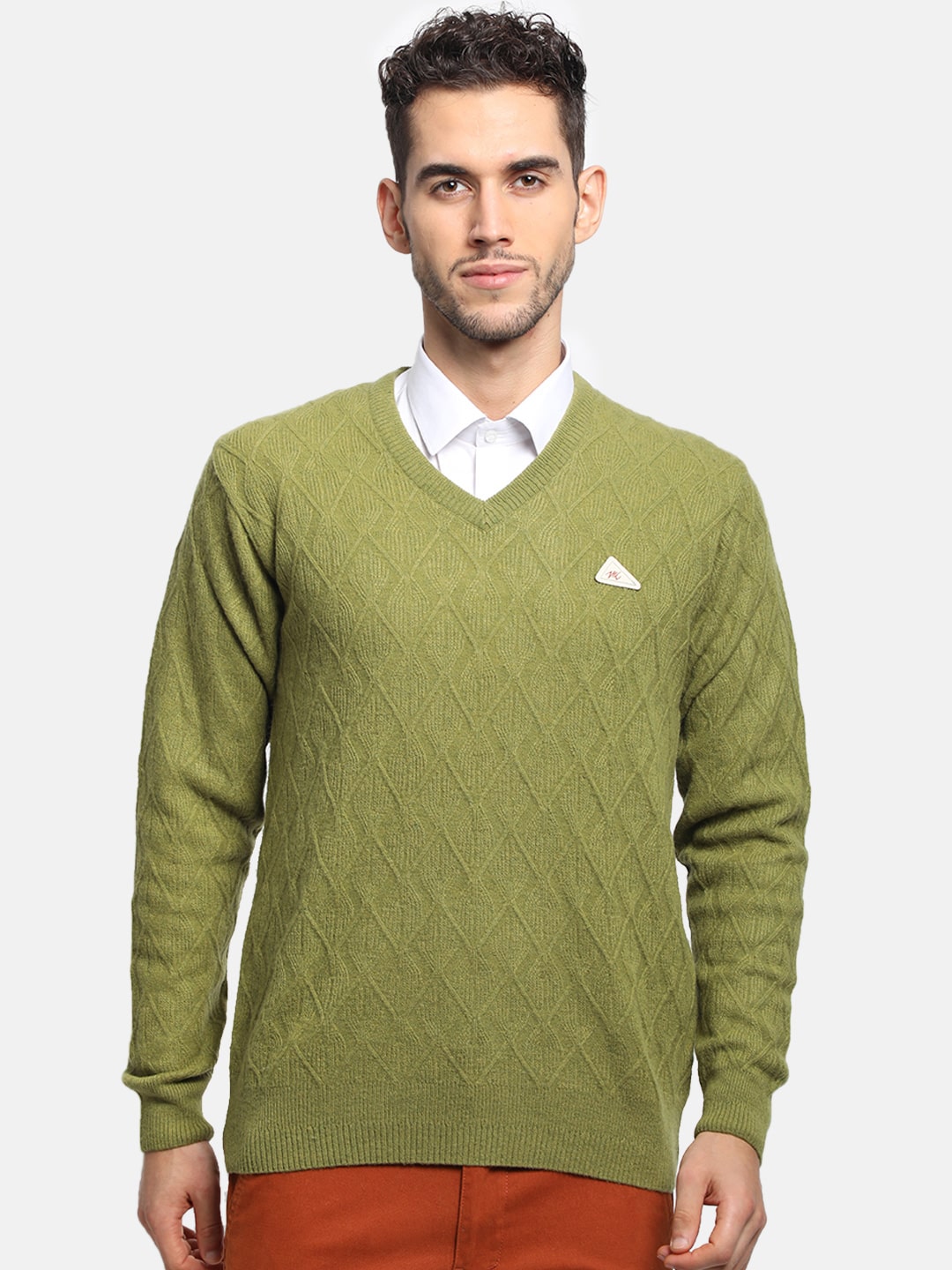 

Monte Carlo Men Green V neck Pullover