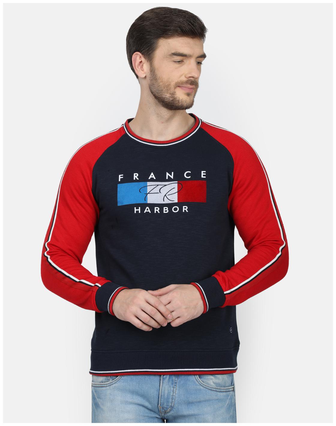 

Monte Carlo Men Cotton Blend Printed Navy blue Red Sweatshirt