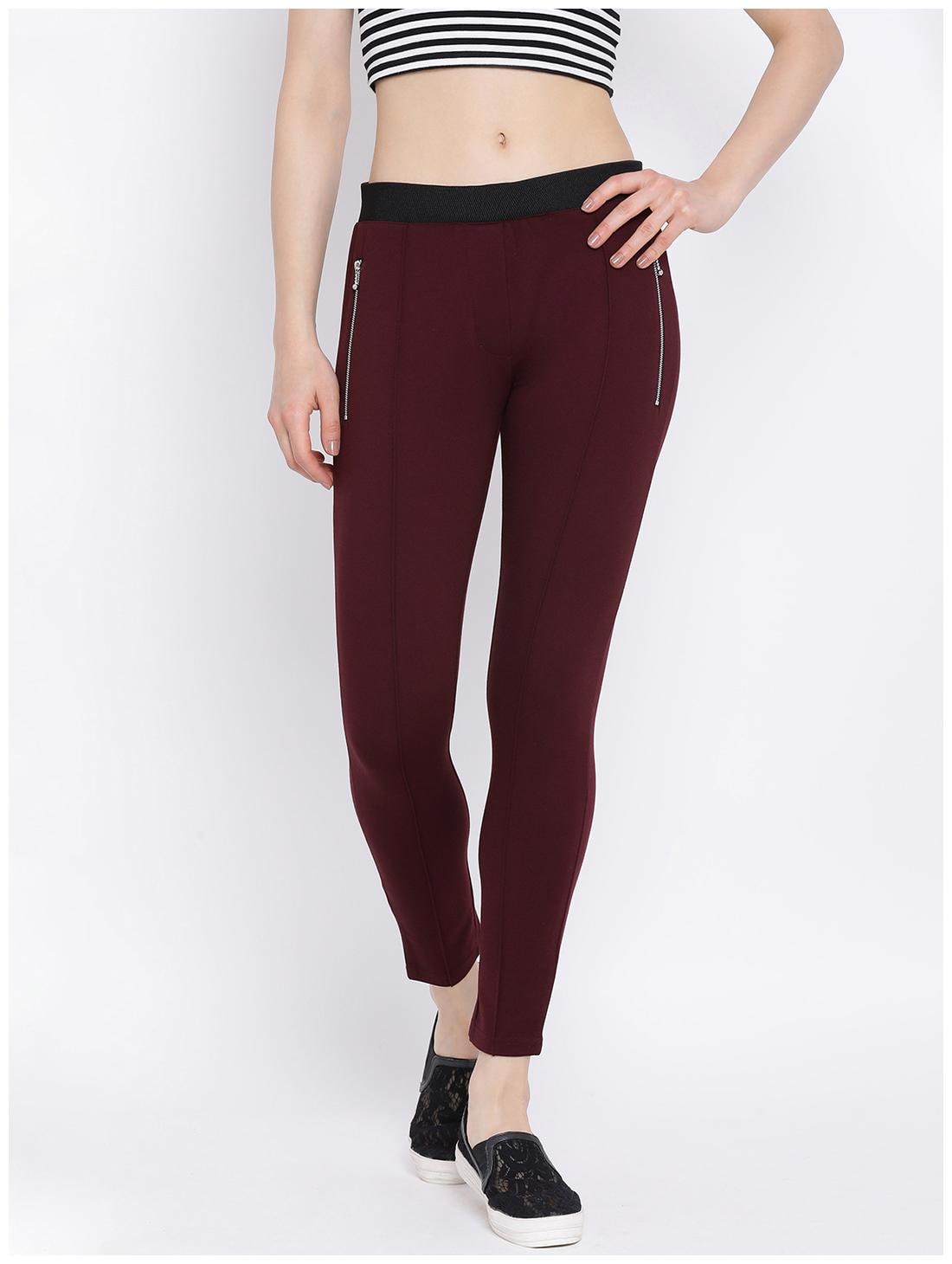 

Monte Carlo Women Cotton Solid Jegging Wine