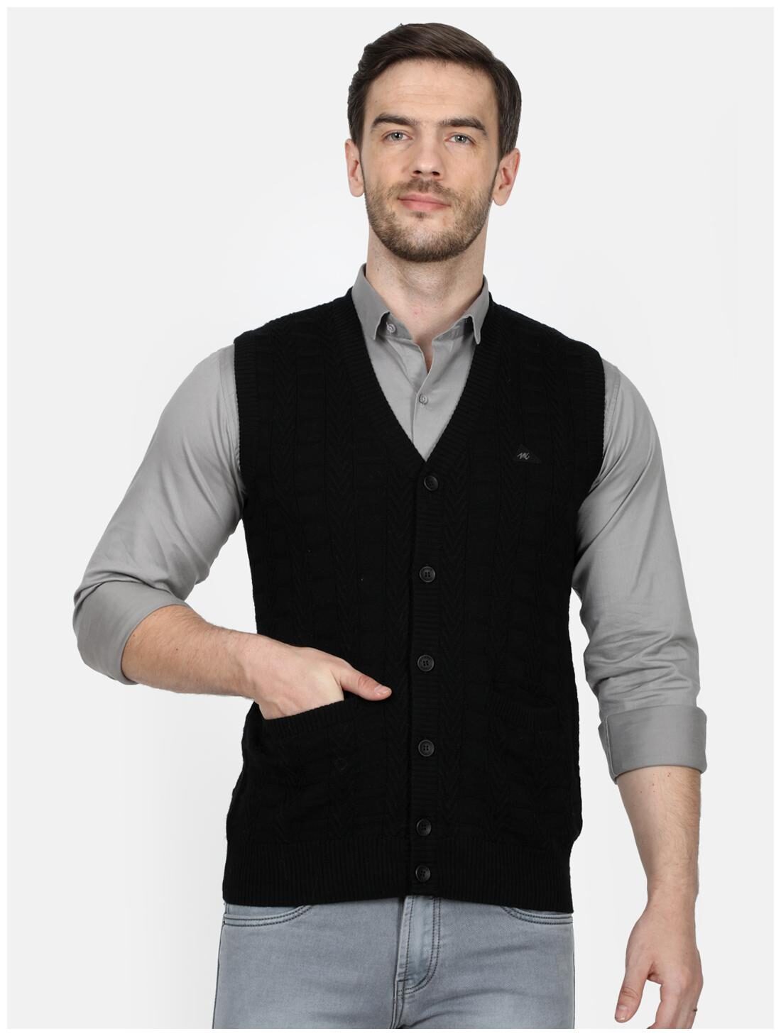

Monte Carlo Men Black V neck Cardigan