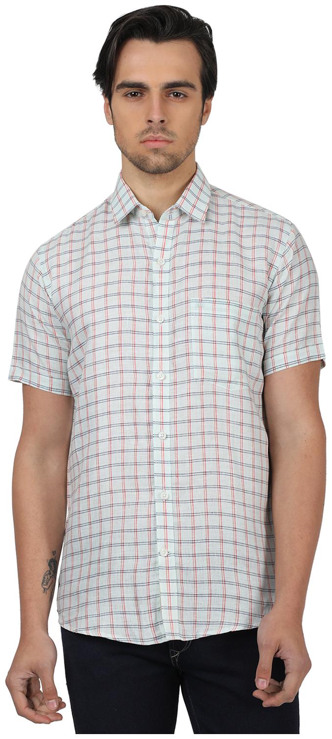 

Monte Carlo Men White Checked Regular Fit Casual Shirt