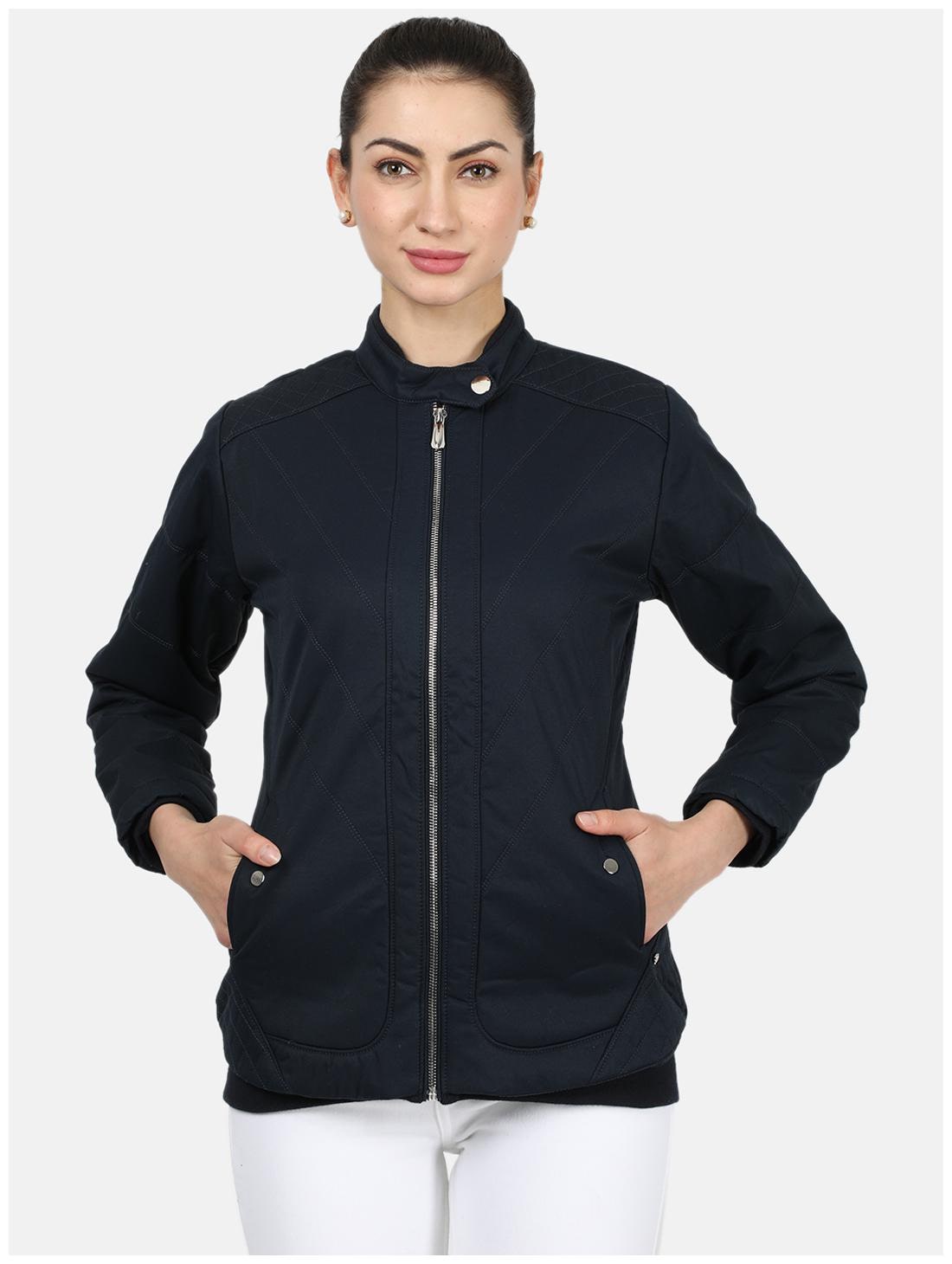 

Monte Carlo Cotton Navy blue Solid Bomber Jacket For Women