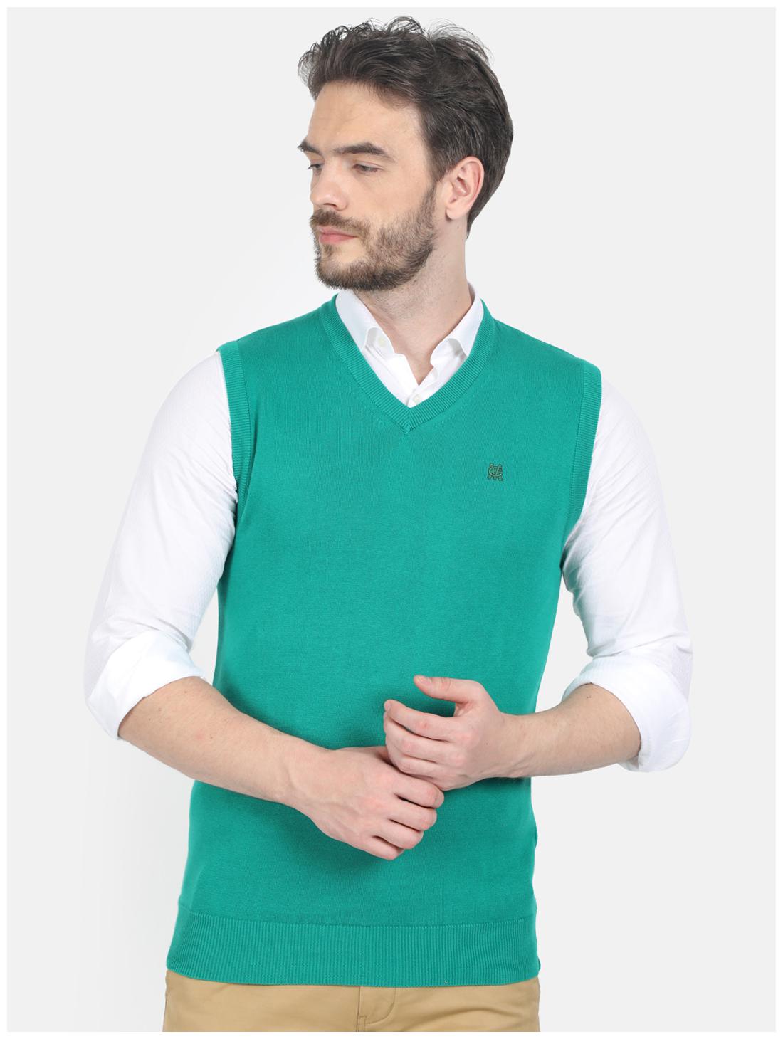 

Monte Carlo Men Green V neck Longline sweater