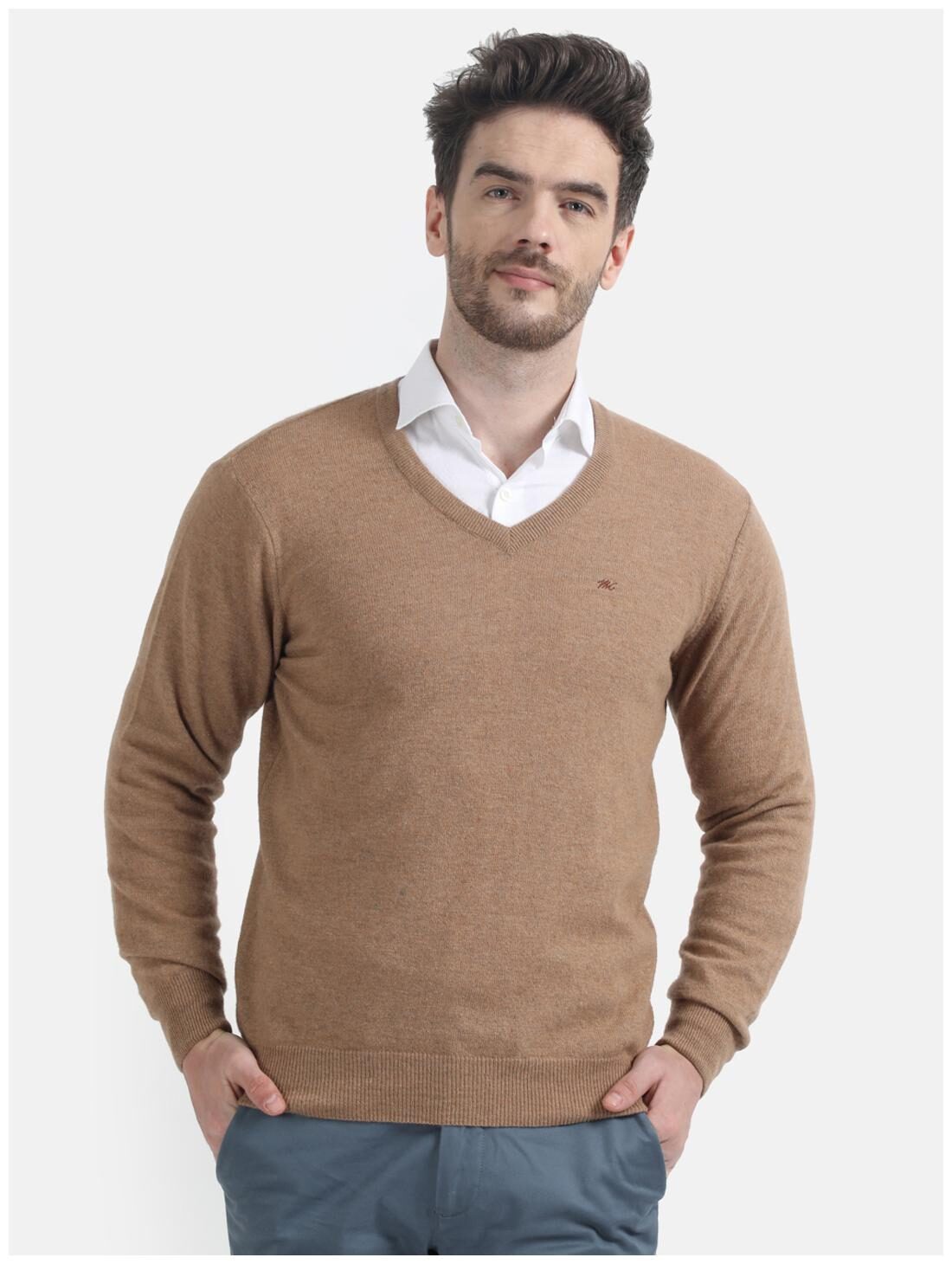 

Monte Carlo Men Beige V neck Pullover