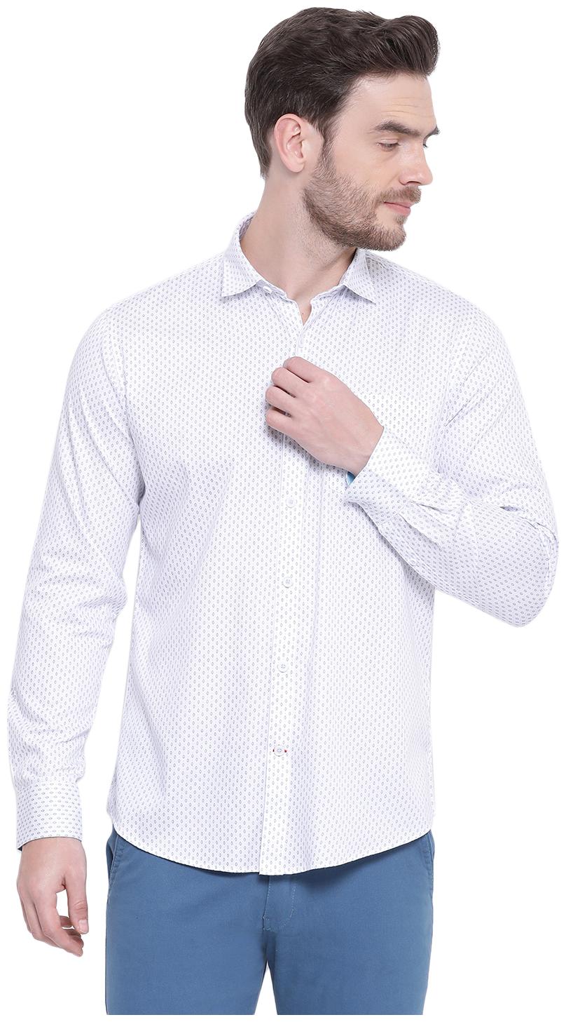 

Monte Carlo Men White Printed Slim Fit Casual Shirt
