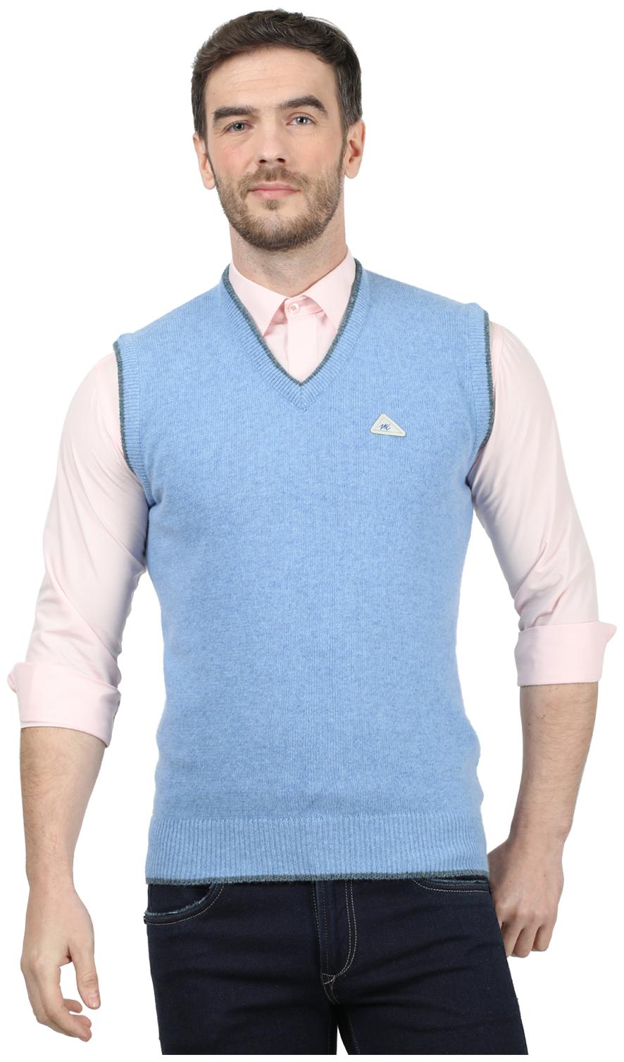 

Monte Carlo Men Blue V neck Front-open sweater