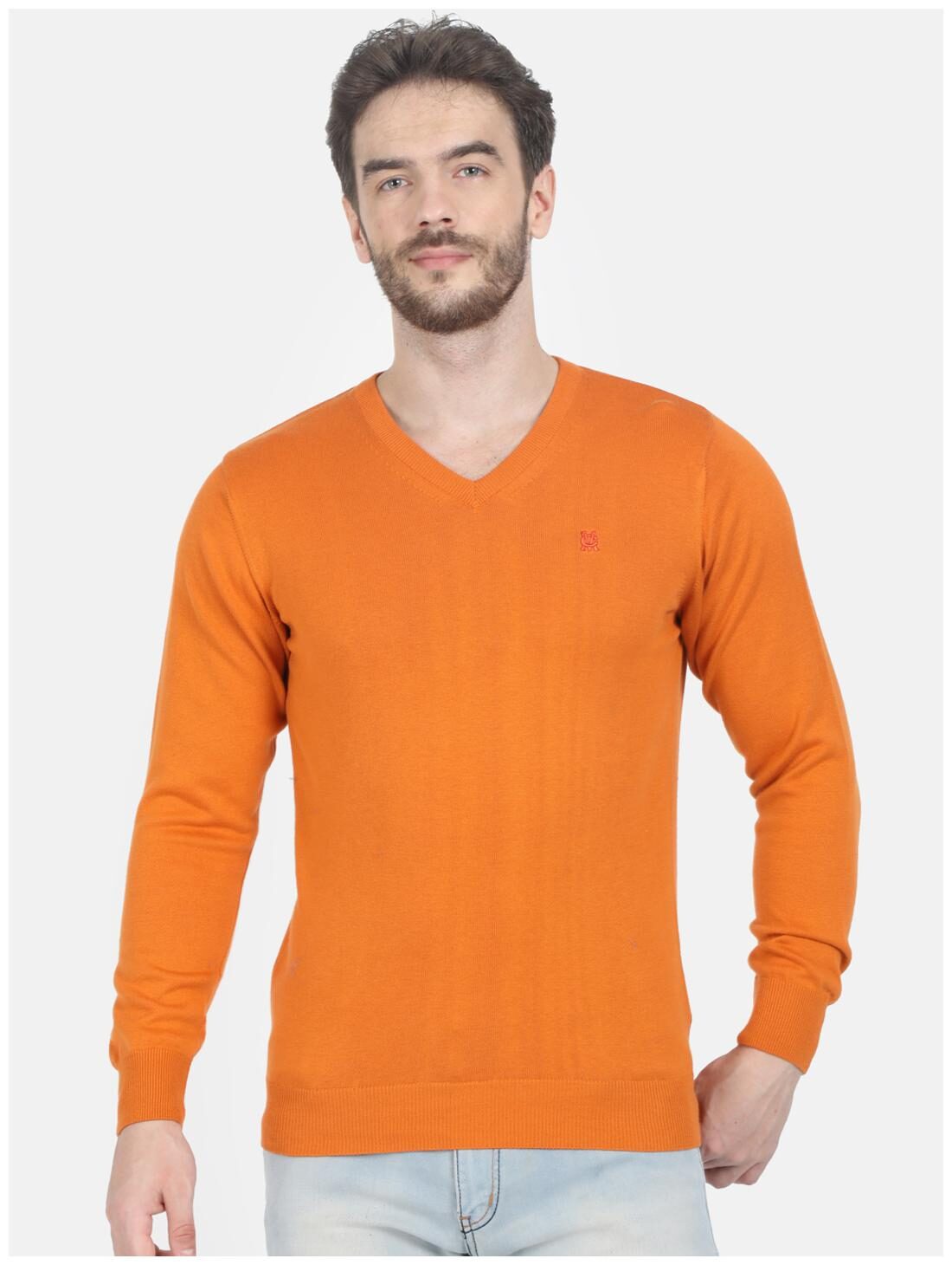 

Monte Carlo Men Orange V neck Pullover