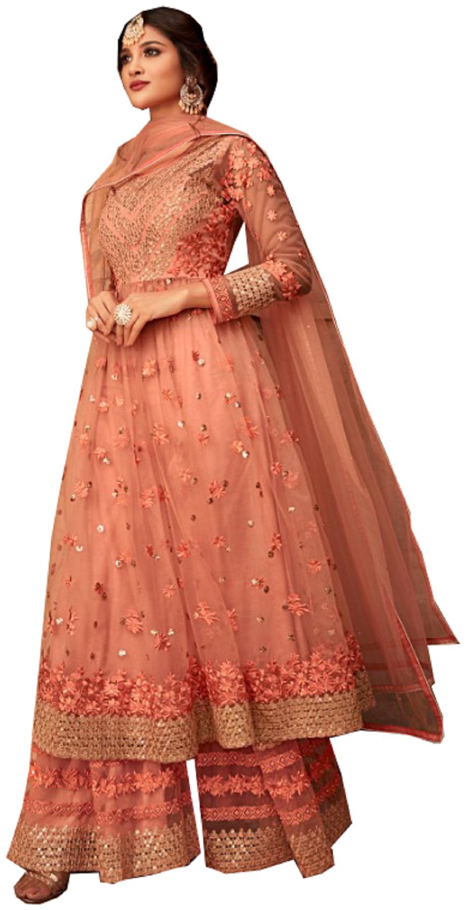 

Mordenfab Com Women Net Embroidered Orange Dress Material