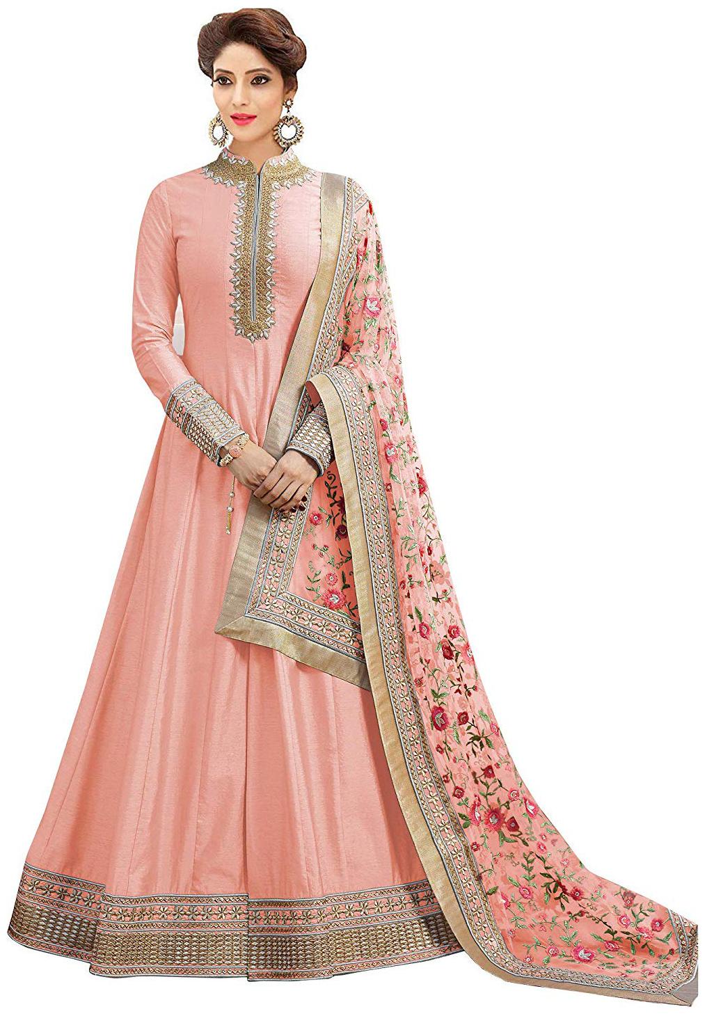 

Mordenfab Com Satin Pink Kurta with Bottom Dupatta For Women
