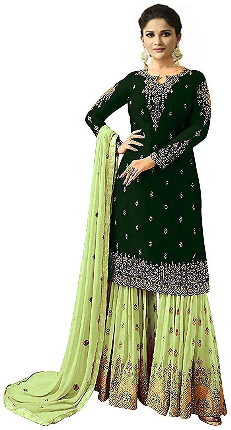 

Mordenfab Com Women Poly Georgette Green Dress Material