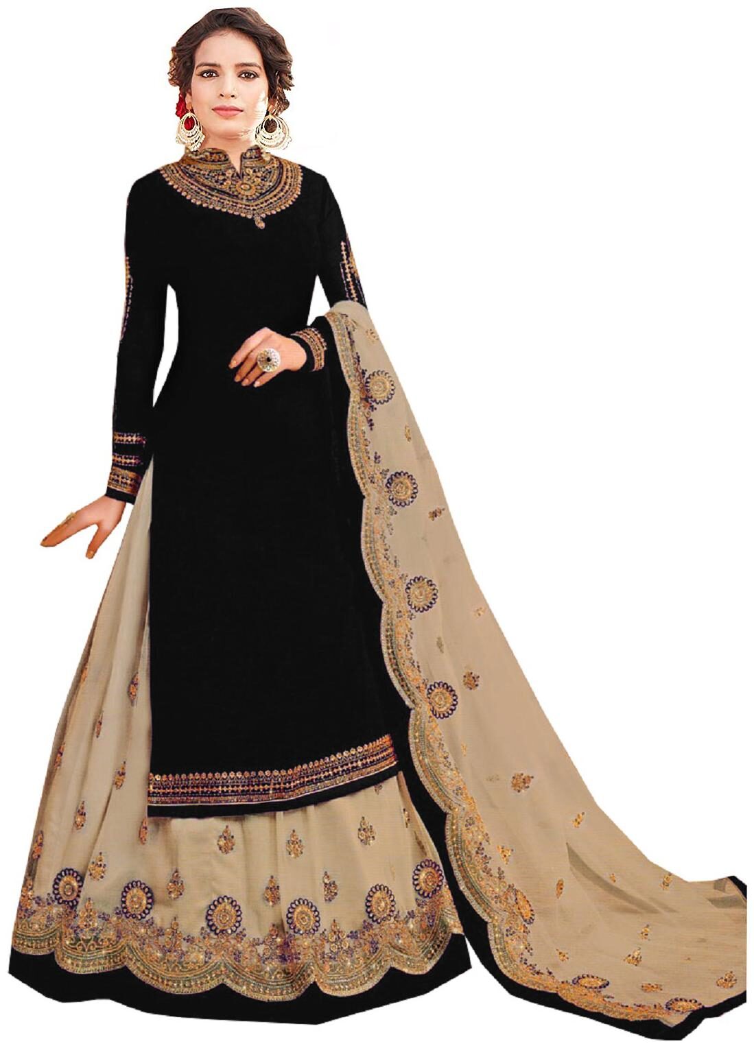 

Mordenfab Com Women Poly Georgette Black Dress Material