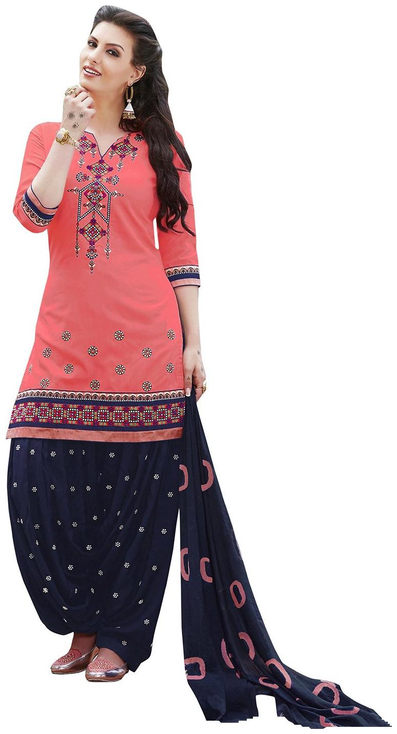 

Mordenfab Com Cotton Blend Pink Kurta with Bottom Dupatta For Women