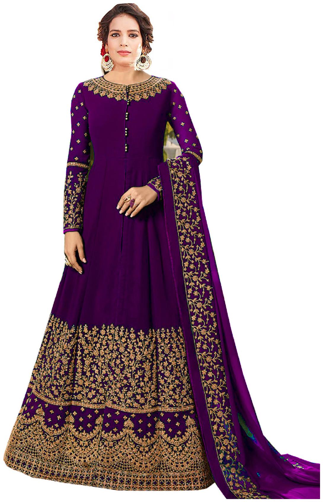 

Mordenfab Com Women Poly Georgette Purple Dress Material