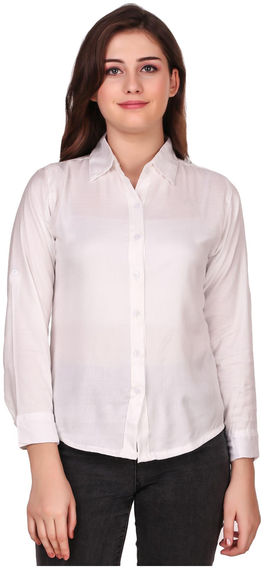 

MORLAIX Women White Solid Regular Fit Shirt