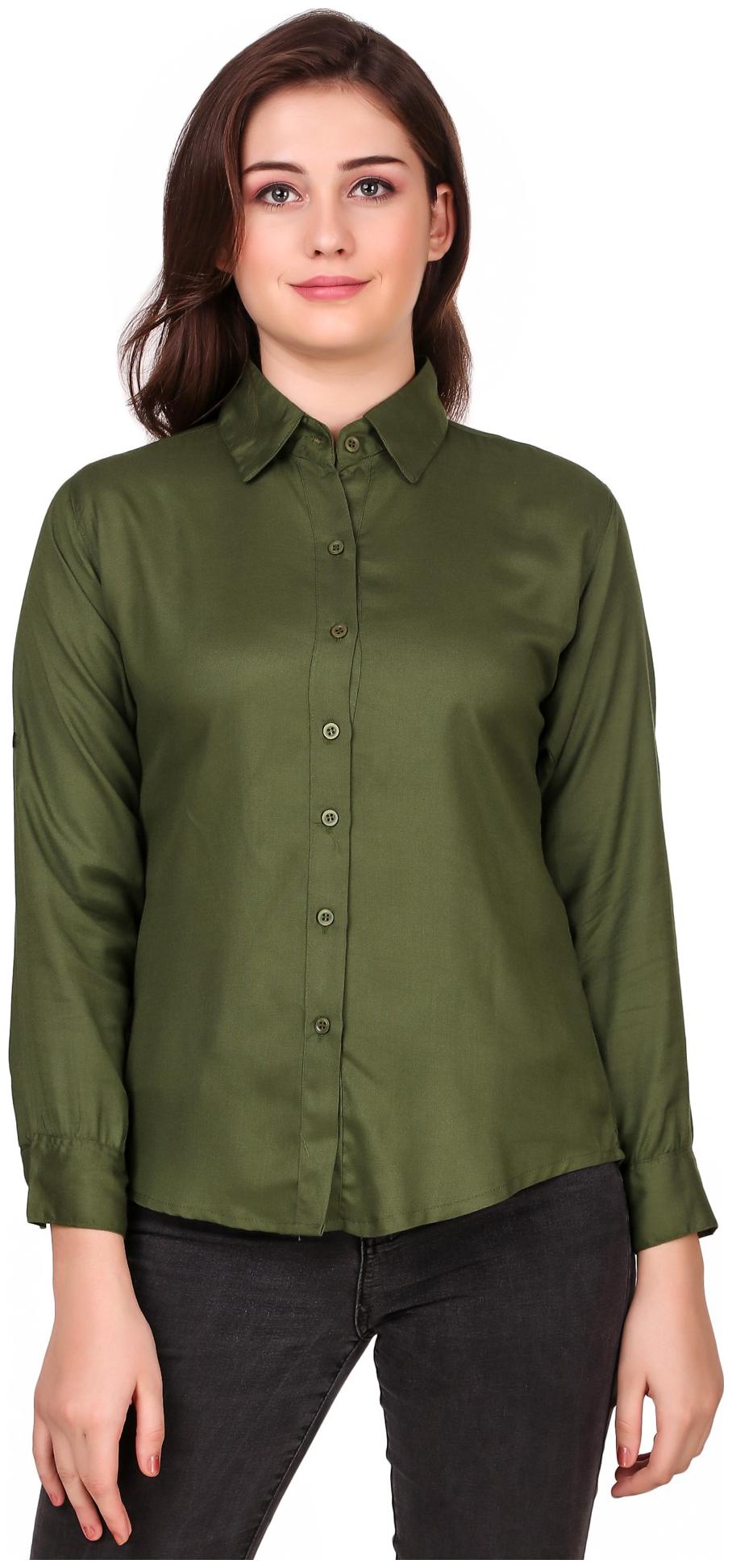 

MORLAIX Women Green Solid Regular Fit Shirt