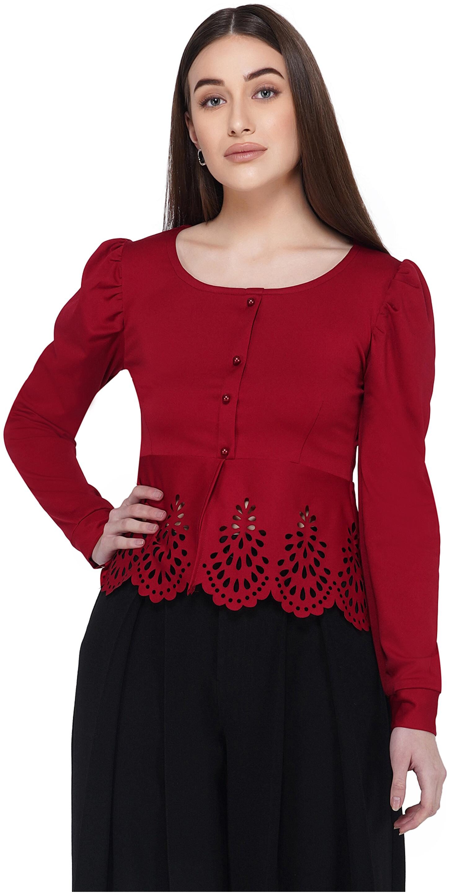 

MORLAIX Women Solid Regular top - Maroon
