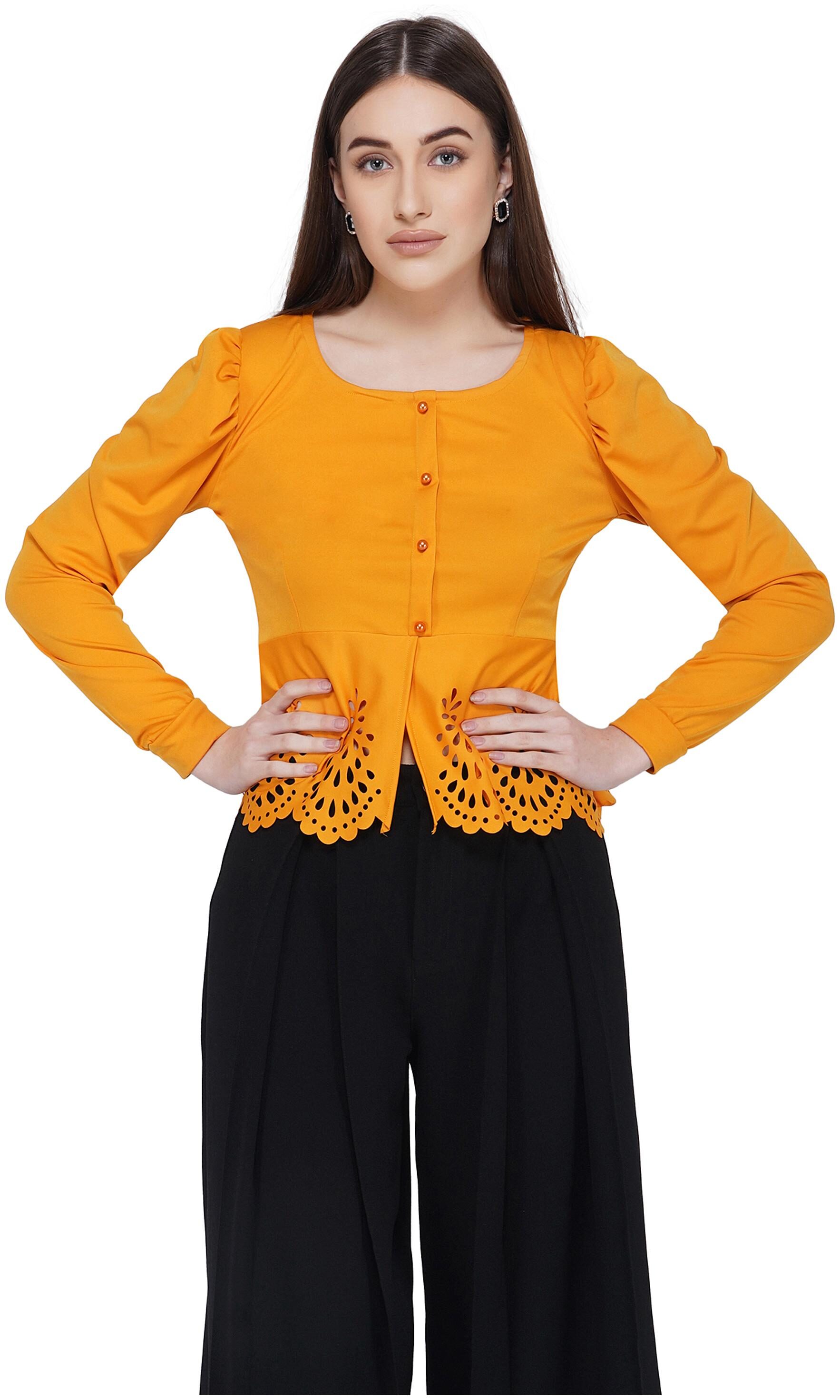 

MORLAIX Women Solid Regular top - Yellow