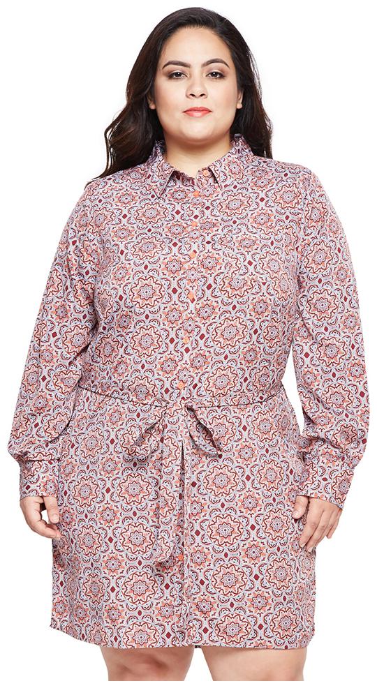 

OXOLLOXO Rust Printed Shirt dress