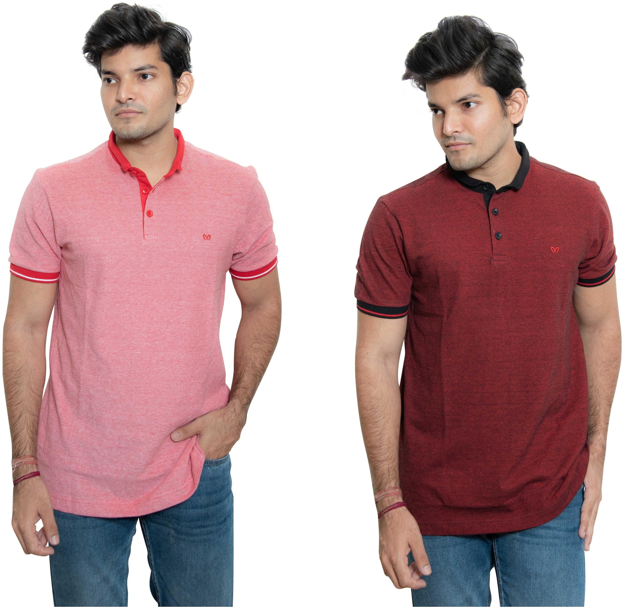 

MOTUS Men Cotton Blend Solid Red Pink T Shirt