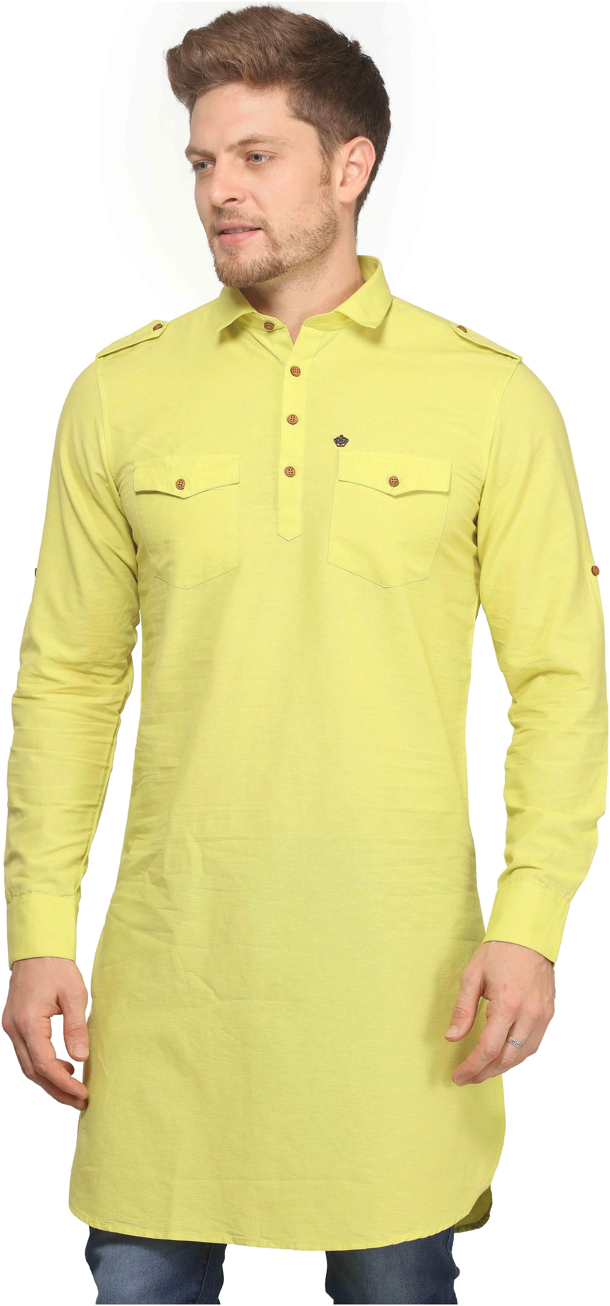 

Mr STAG Men Yellow Regular Fit Kurta