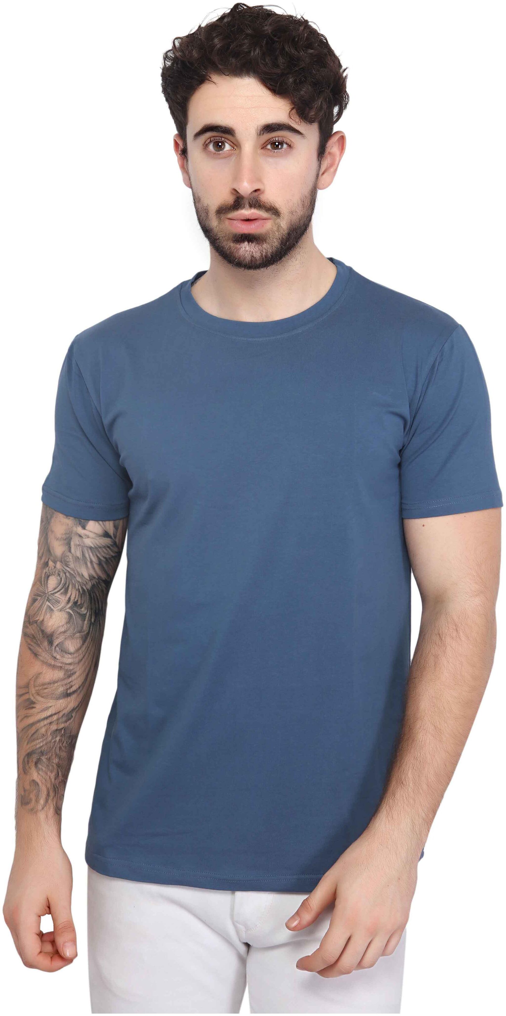 

Mr STAG Men Blue Regular fit Cotton Lycra Round neck T-Shirt - Pack Of 1