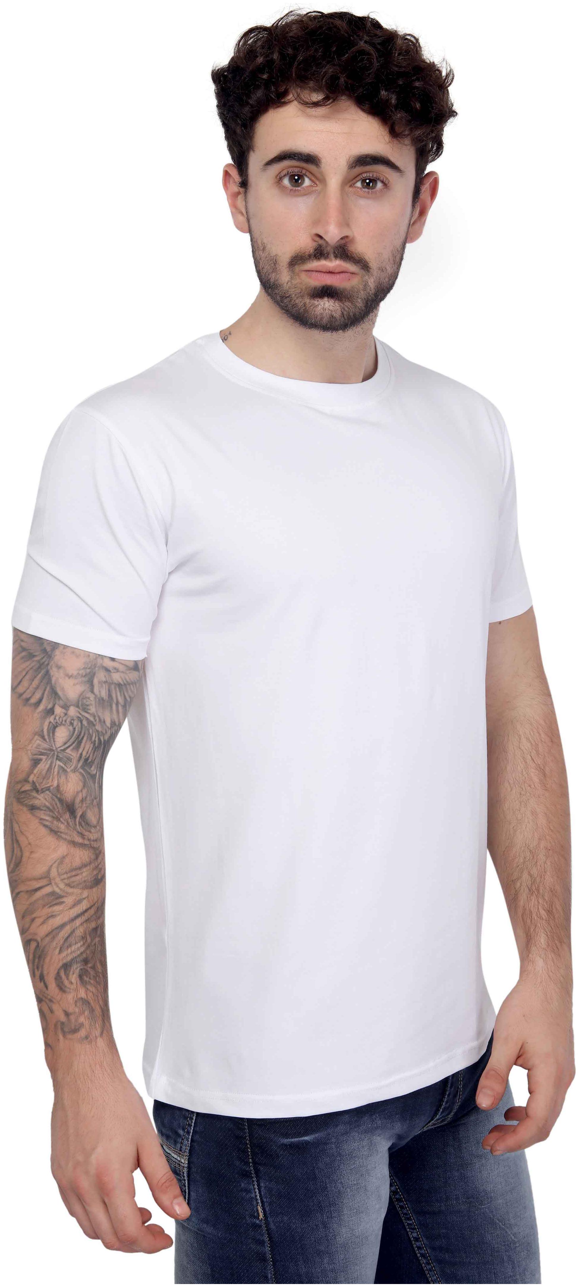 

Mr STAG Men White Regular fit Cotton Lycra Round neck T-Shirt - Pack Of 1