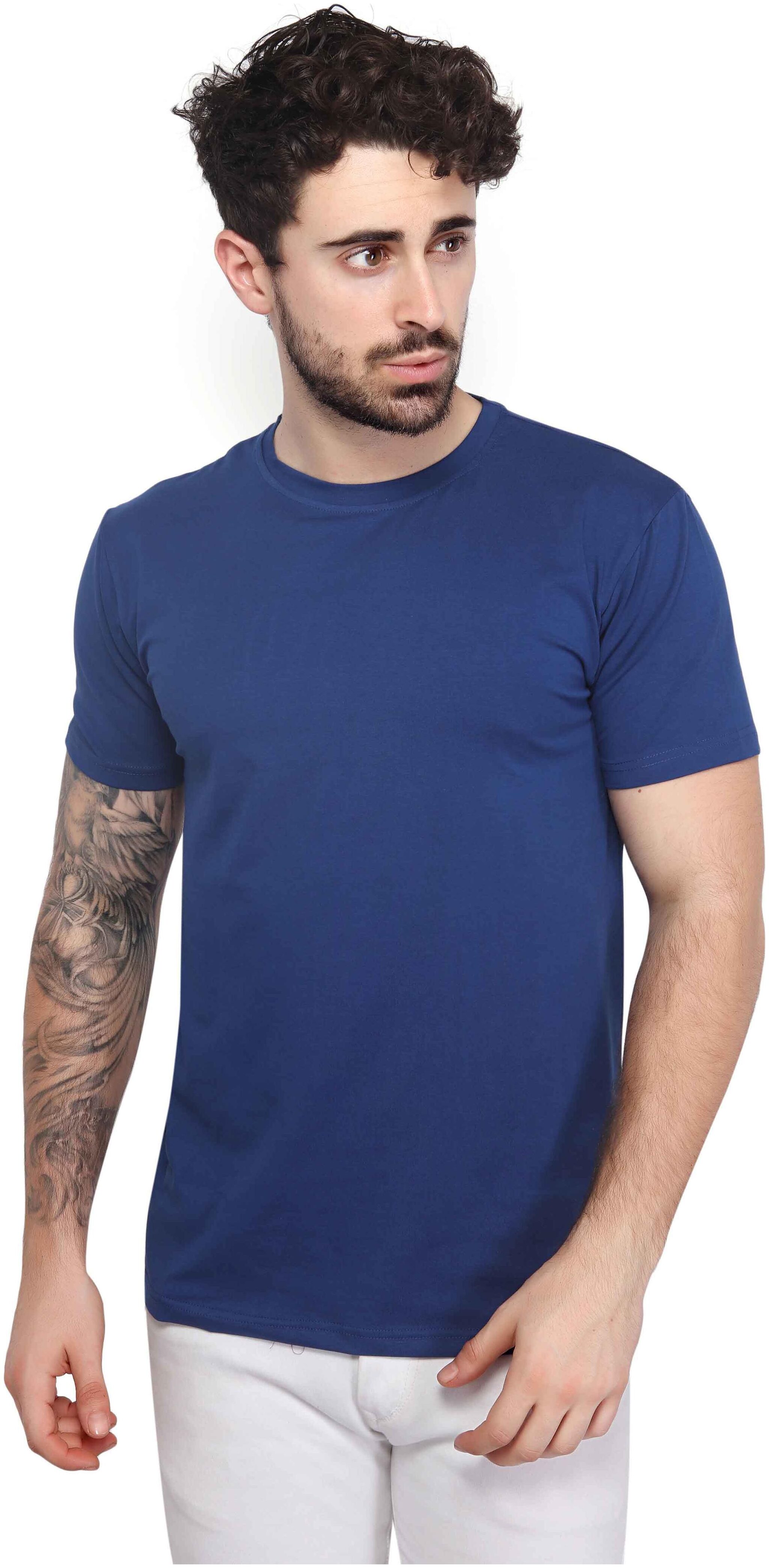 

Mr STAG Men Blue Regular fit Cotton Lycra Round neck T-Shirt - Pack Of 1