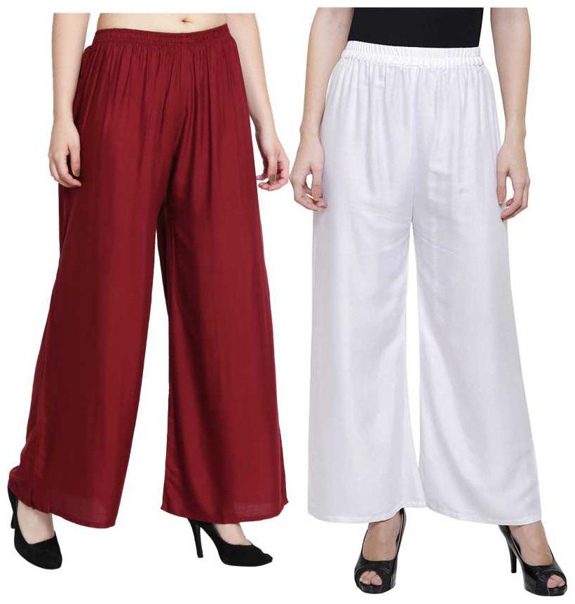 

MR TAYLORZ Maroon White Solid Straight Palazzo
