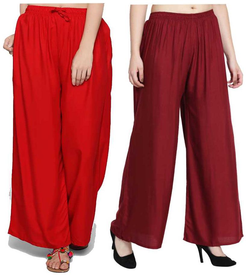 

MR TAYLORZ Red Maroon Solid Straight Palazzo