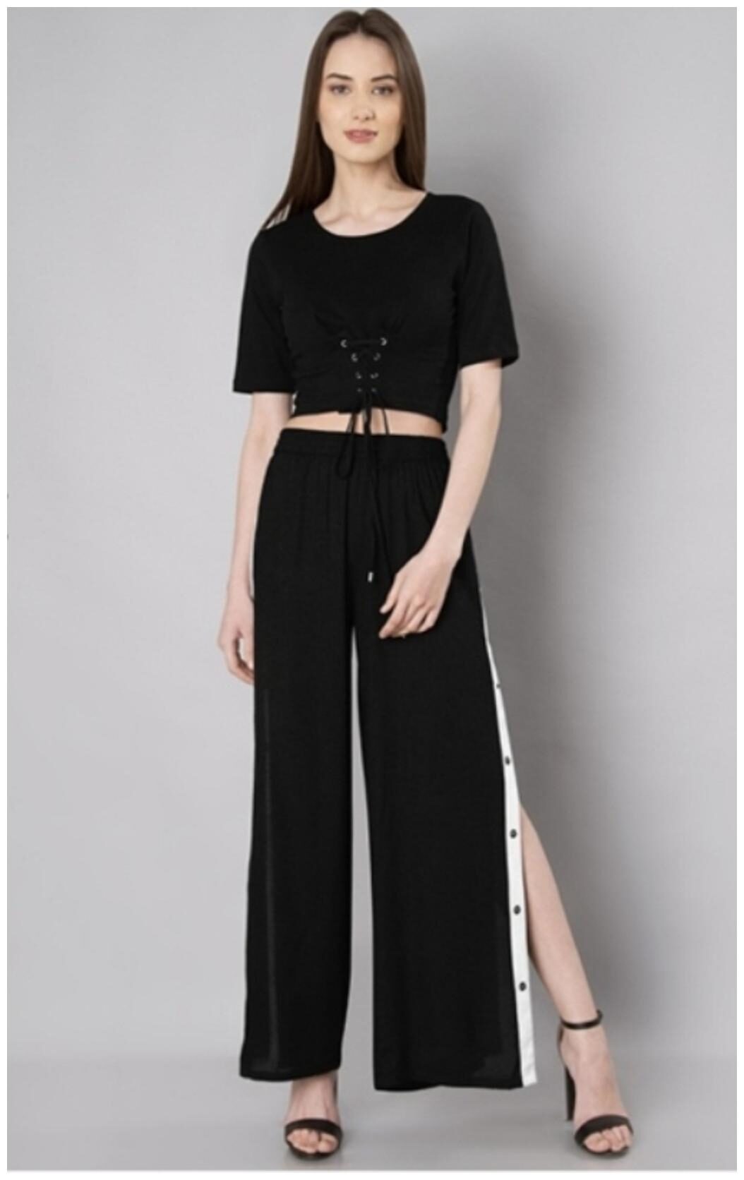 

MS BOTTOM Women Black Regular fit Regular trousers