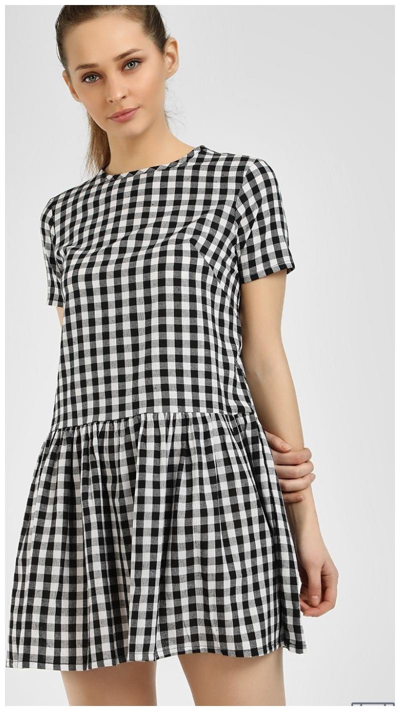 

MS BOTTOM Black Checked Peplum dress