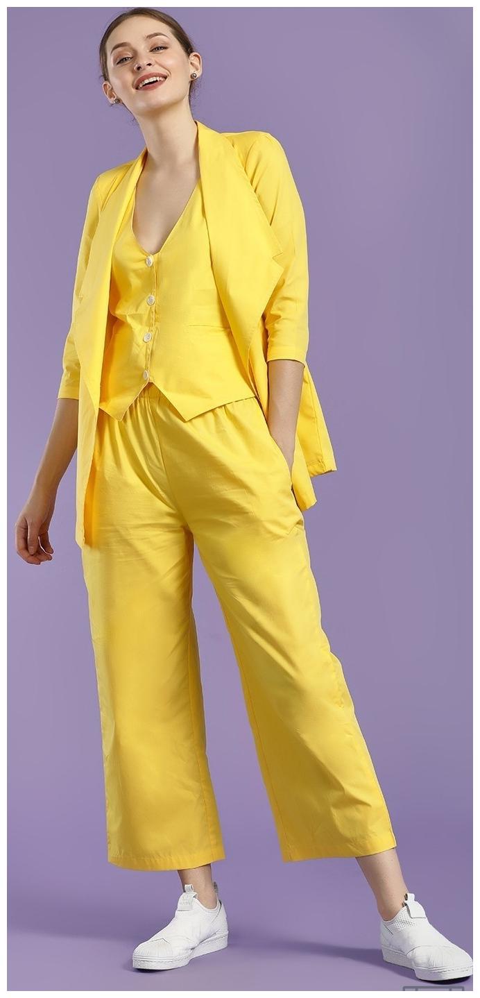 

MS BOTTOM Women Yellow Regular fit Regular trousers