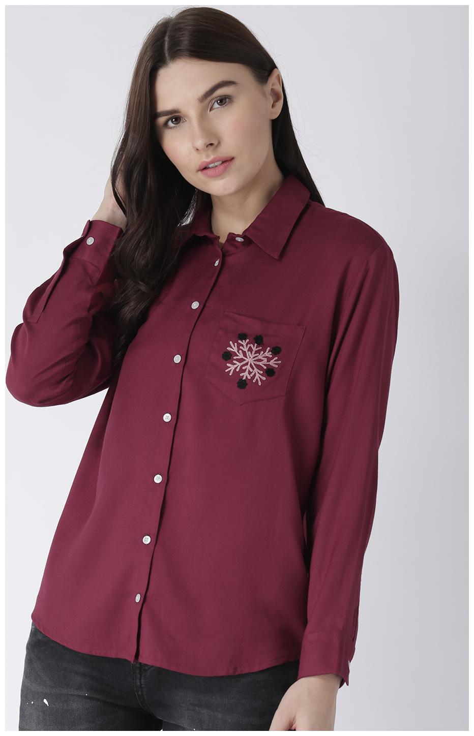 MsFQ Women Maroon Solid Shirt