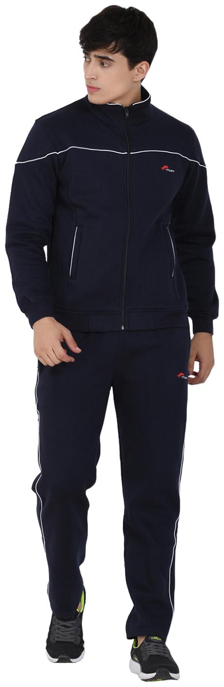 

muffy Men Blue Solid Slim Fit Track Suit