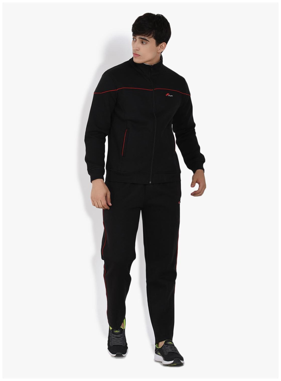 

muffy Men Black Solid Slim Fit Track Suit