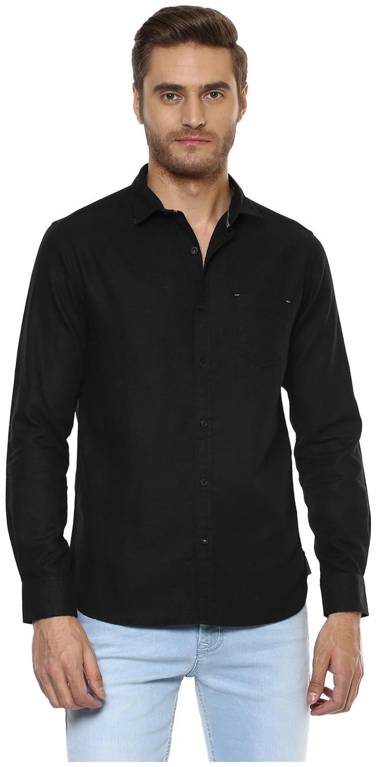 

Mufti Men Black Solid Slim Fit Casual Shirt