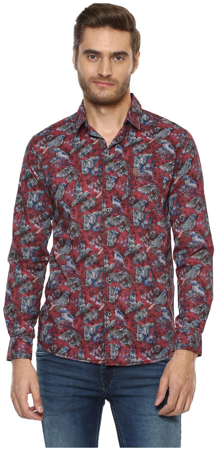 

Mufti Men Pink Printed Slim Fit Casual Shirt