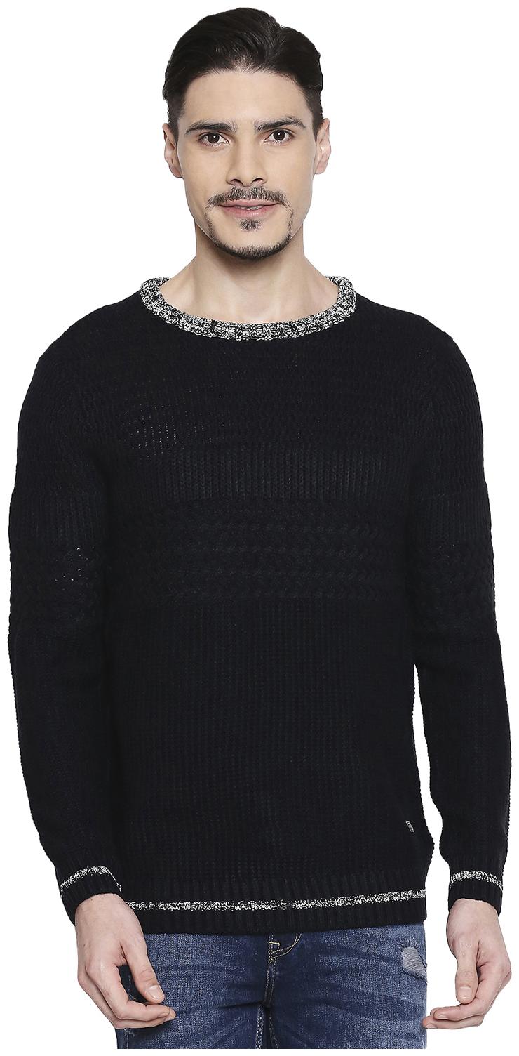 

Mufti Men Black Round neck Pullover