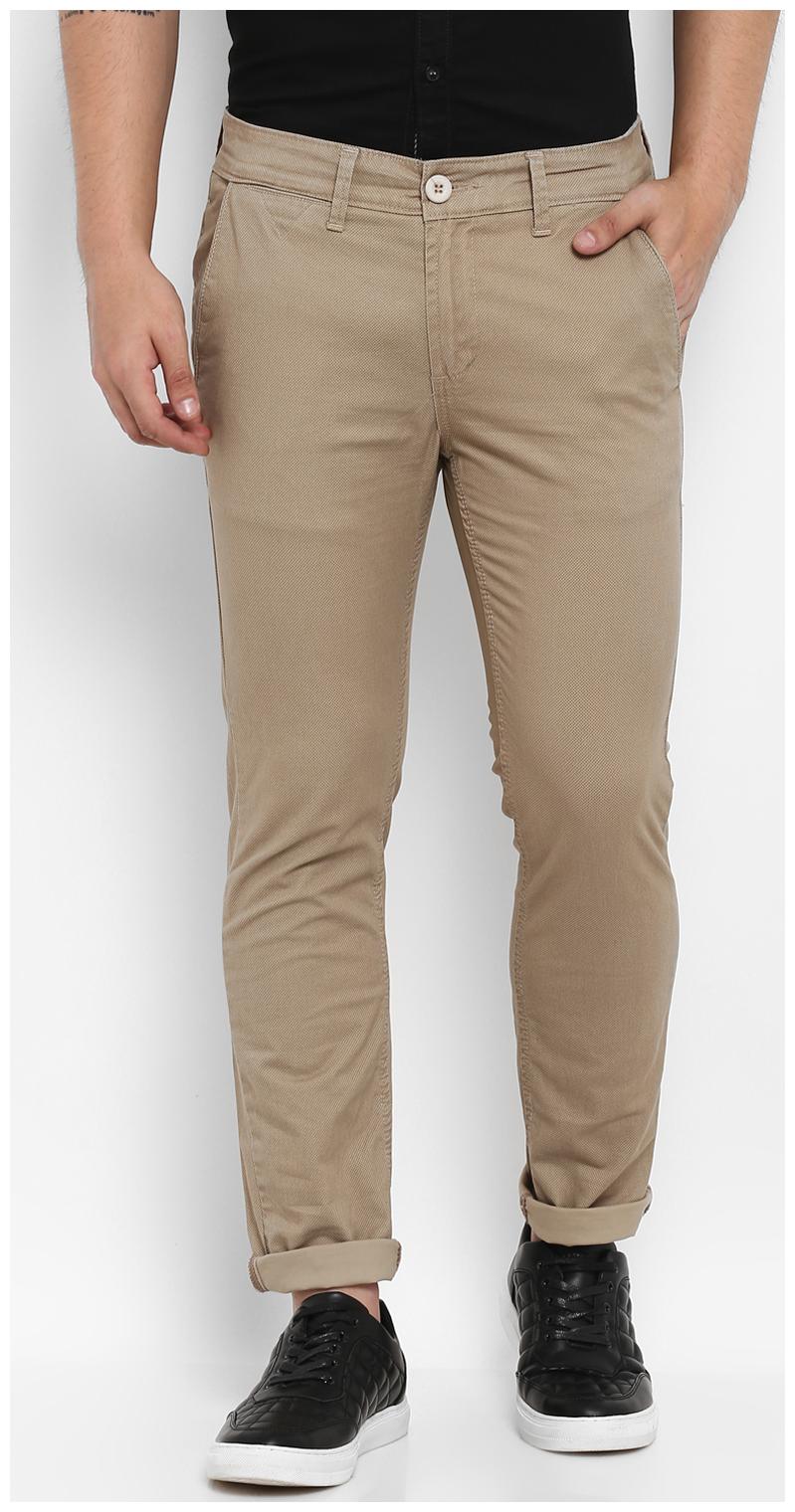 

Mufti Men Beige Solid Slim fit Regular trousers