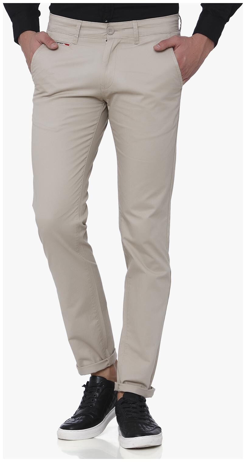 

Mufti Men Beige Solid Slim fit Regular trousers