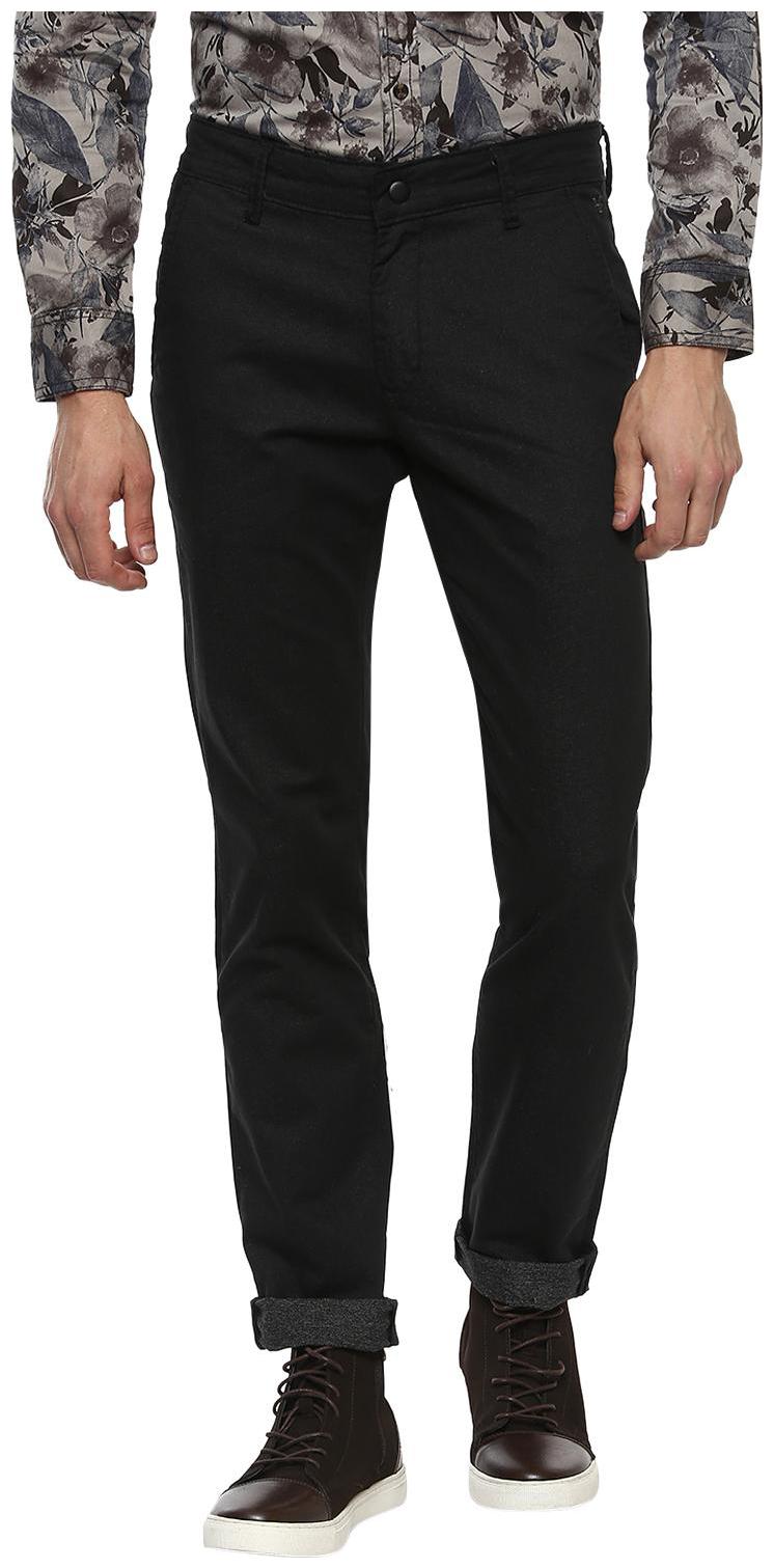 

Mufti Men Black Solid Slim fit Regular trousers