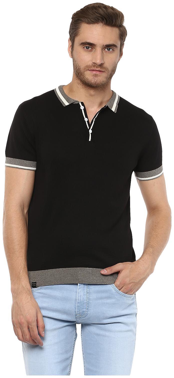 

Mufti Men Black Henley neck Sweatshirt