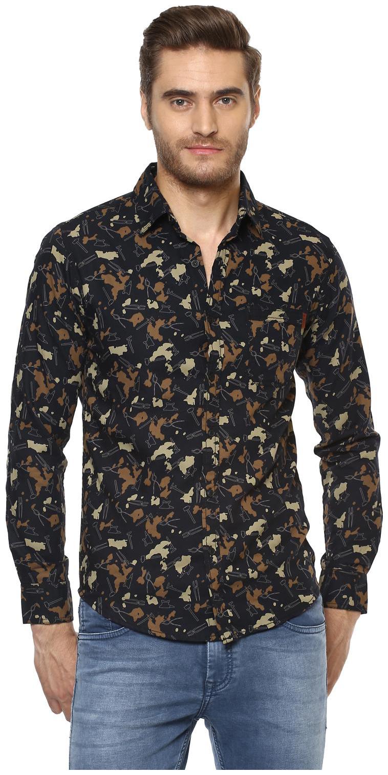 

Mufti Men Black Printed Slim Fit Casual Shirt