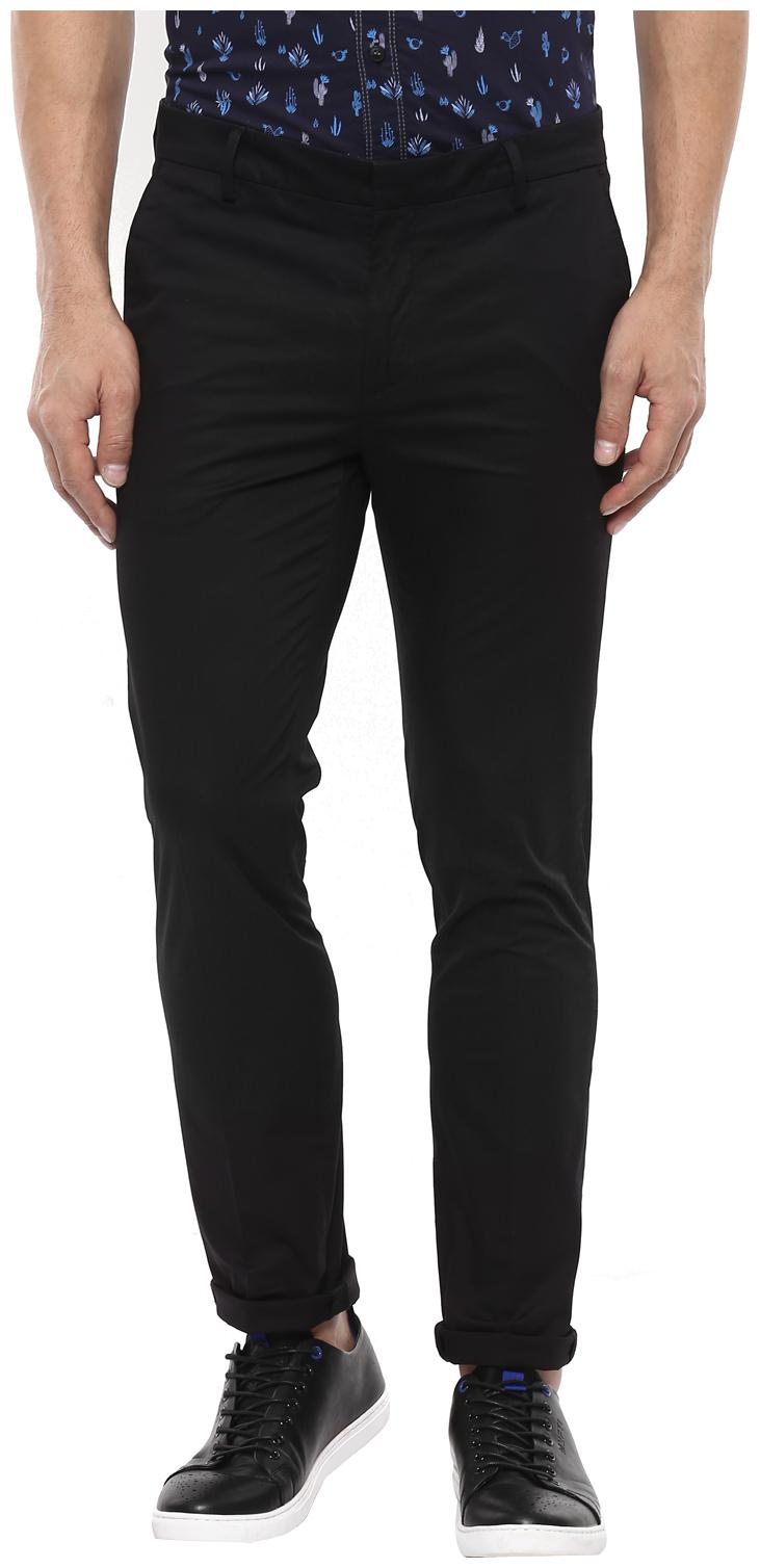 

Mufti Men Black Solid Slim fit Regular trousers