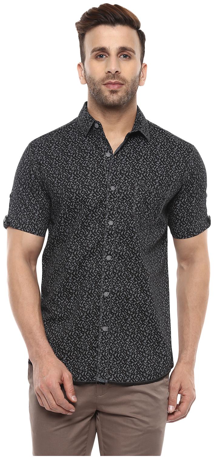 

Mufti Men Black Printed Slim Fit Casual Shirt
