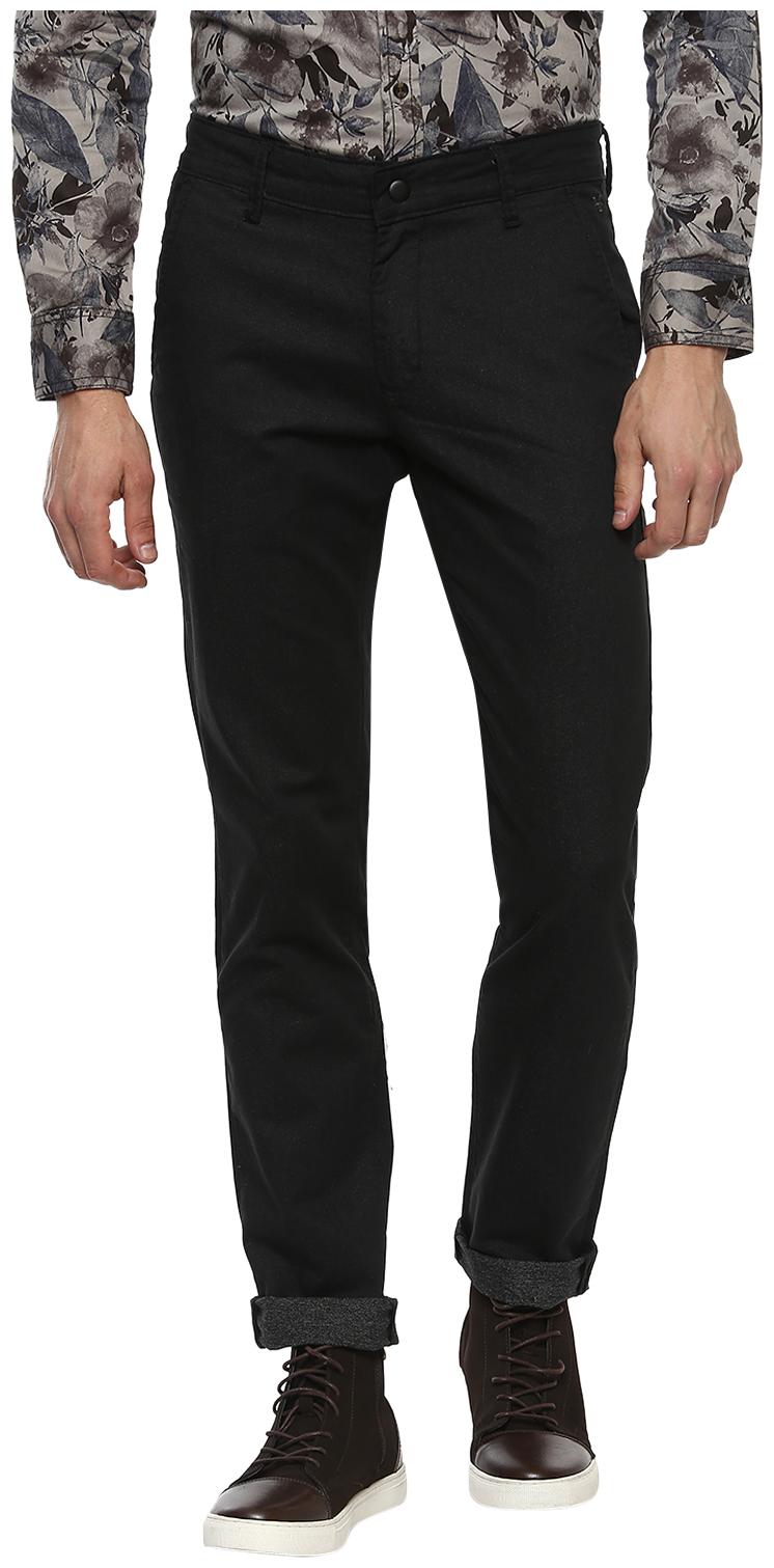 

Mufti Men Black Solid Slim fit Regular trousers