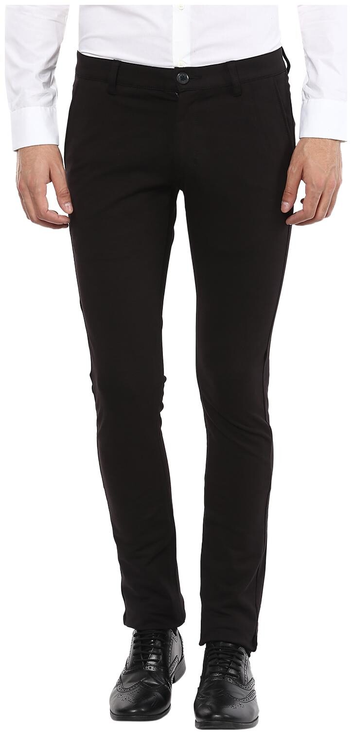 

Mufti Men Black Solid Slim fit Regular trousers