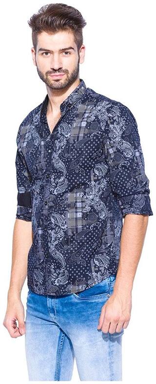 Mufti Men Blue Faded Slim Fit Casual Shirt