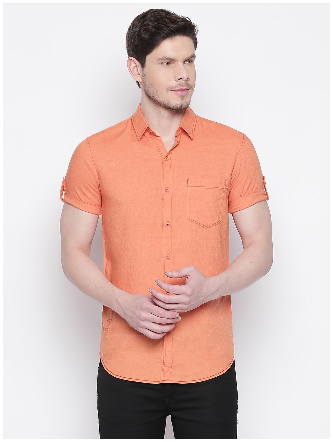 

Mufti Men Orange Solid Slim Fit Casual Shirt